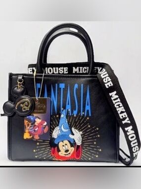 Disney Sorcerer Mickey Fantasia Black Tote Bag